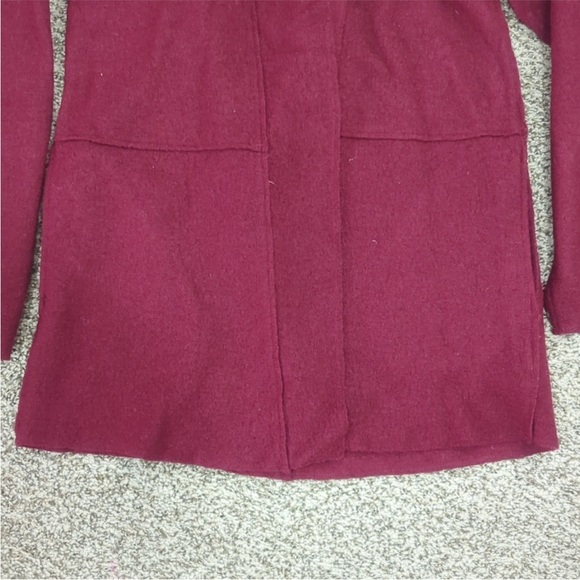 Tahari burgundy cranberry red wool blend open sweater long jacket - Picture 5 of 11